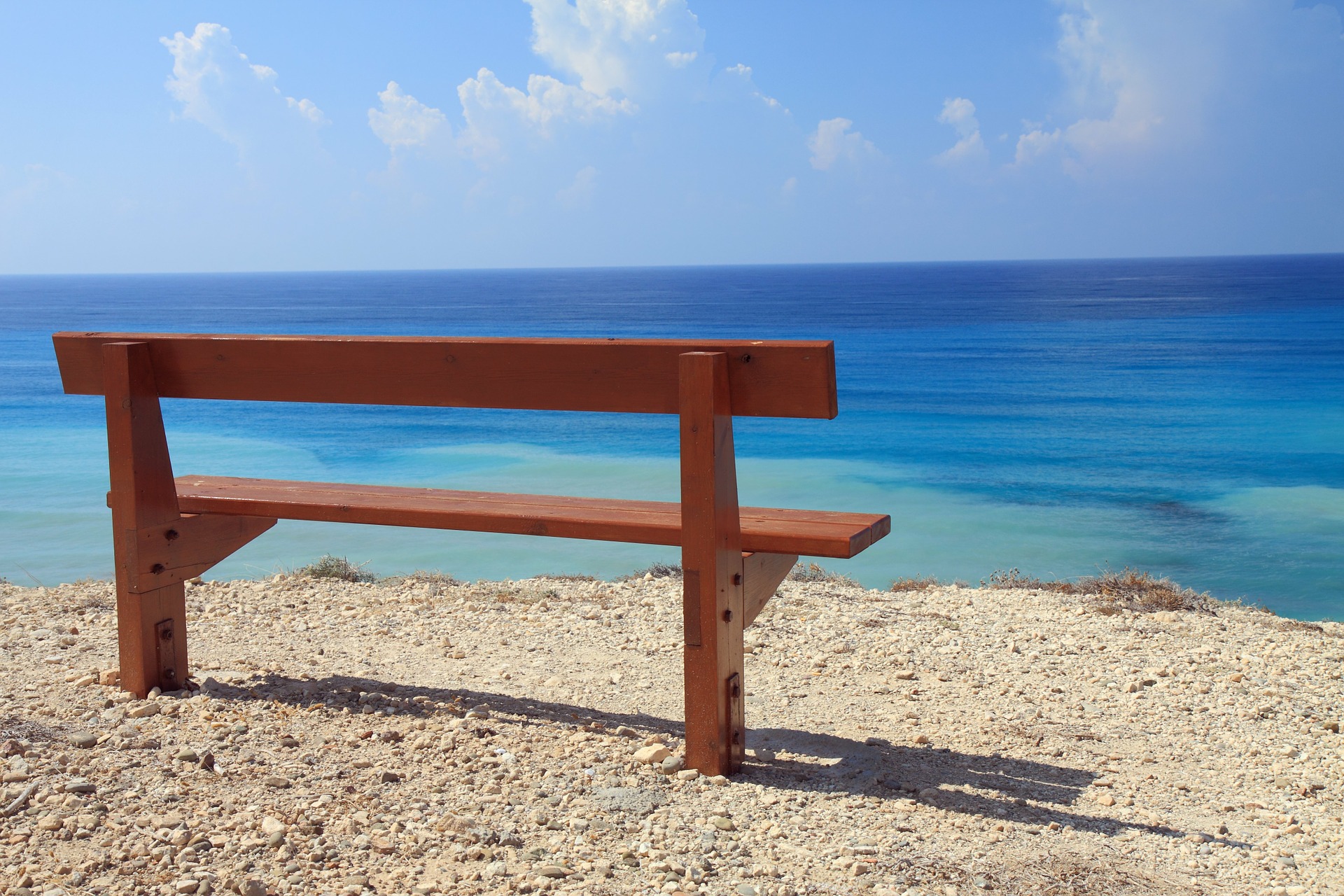 Empty bench on the beach